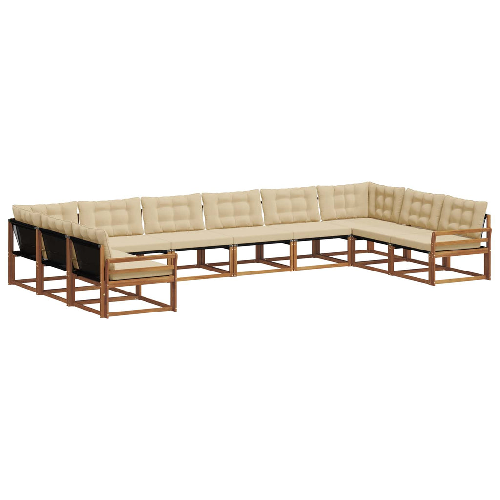 Outdoor-Sofagarnitur mit Kissen 10 pcs Natur und Beige