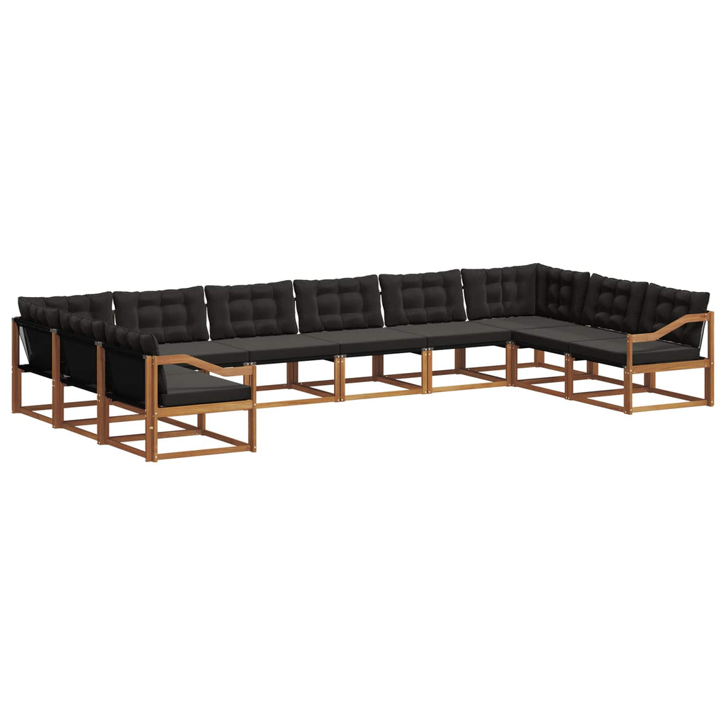 Outdoor-Sofagarnitur mit Kissen 10 pcs Natürlich und Schwarz