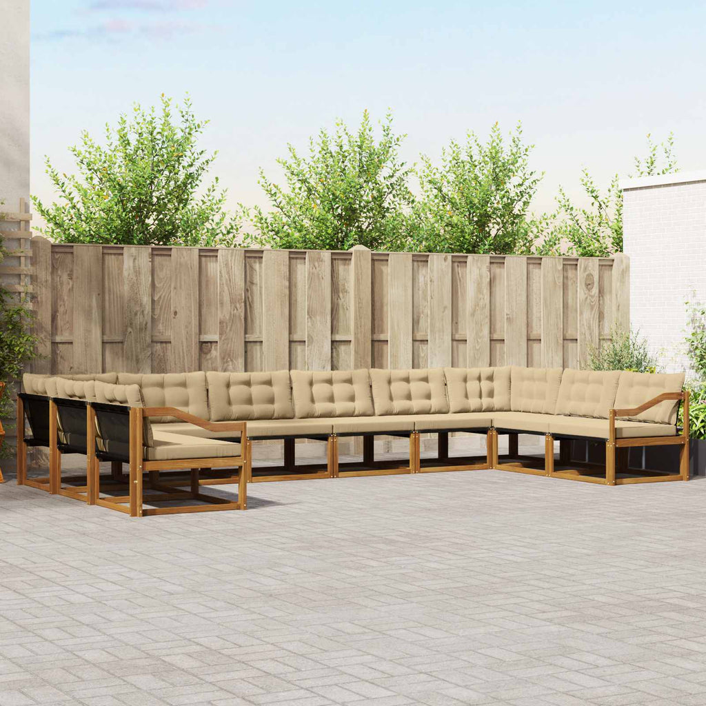 Outdoor-Sofagarnitur mit Kissen 10 pcs Natur und Beige