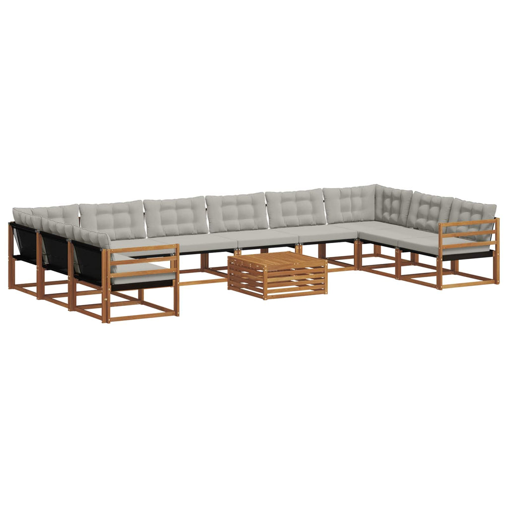 Outdoor-Sofagarnitur mit Kissen 11 pcs Natürlich und Hellgrau