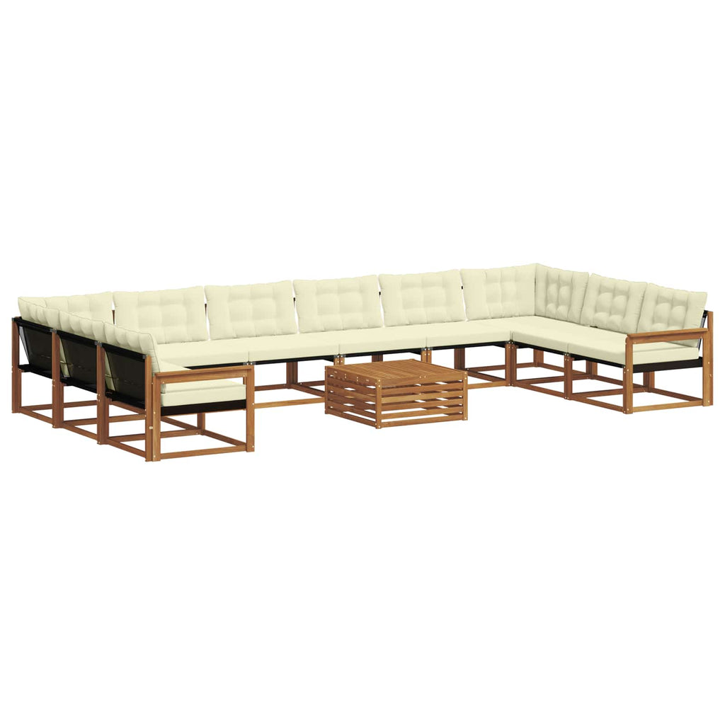 Outdoor-Sofagarnitur mit Kissen 11 pcs Natur und Creme