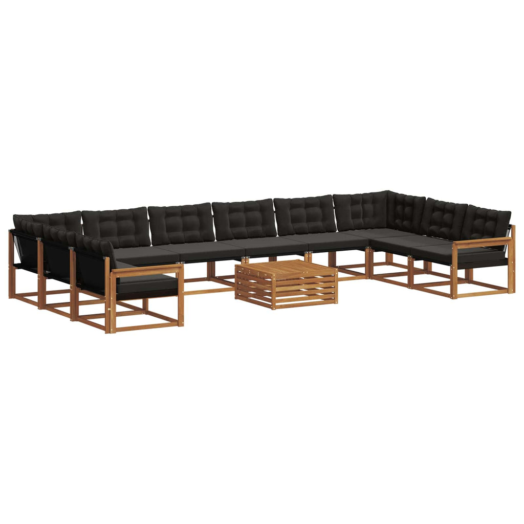 Outdoor-Sofagarnitur mit Kissen 11 pcs Natürlich und Schwarz