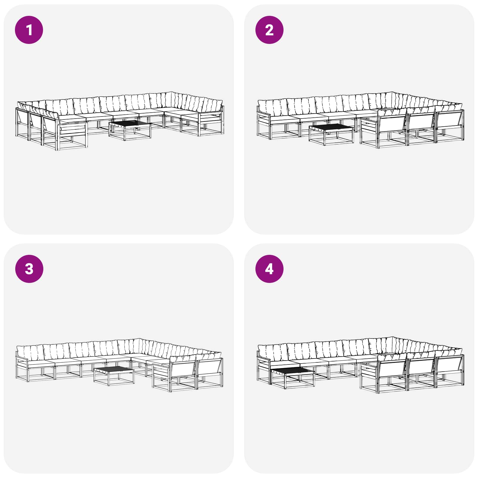 Outdoor-Sofagarnitur mit Kissen 11 pcs Natürlich und Schwarz