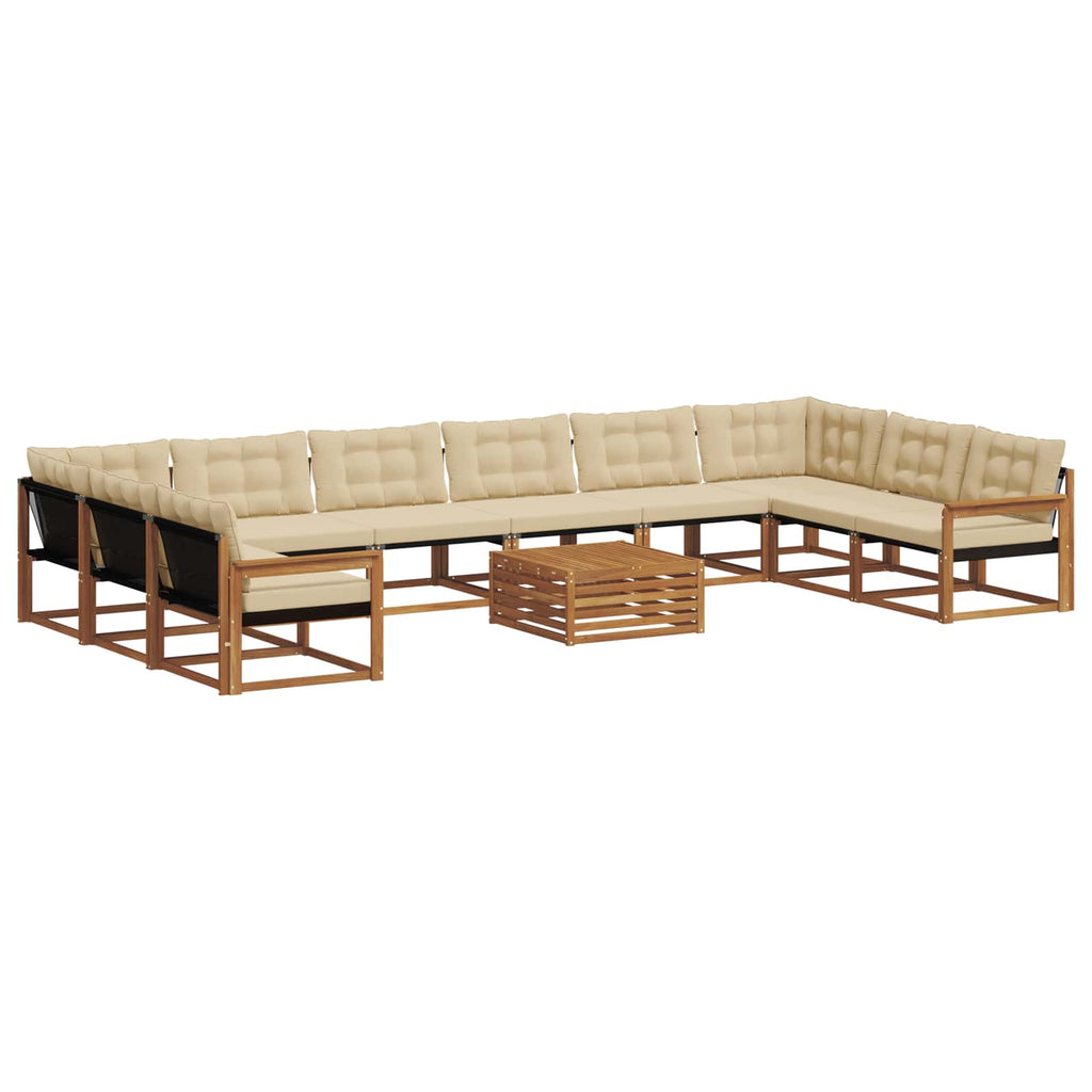 Outdoor-Sofagarnitur mit Kissen 11 pcs Natur und Beige