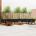 Outdoor-Sofagarnitur mit Kissen 11 pcs Natürlich und Schwarz
