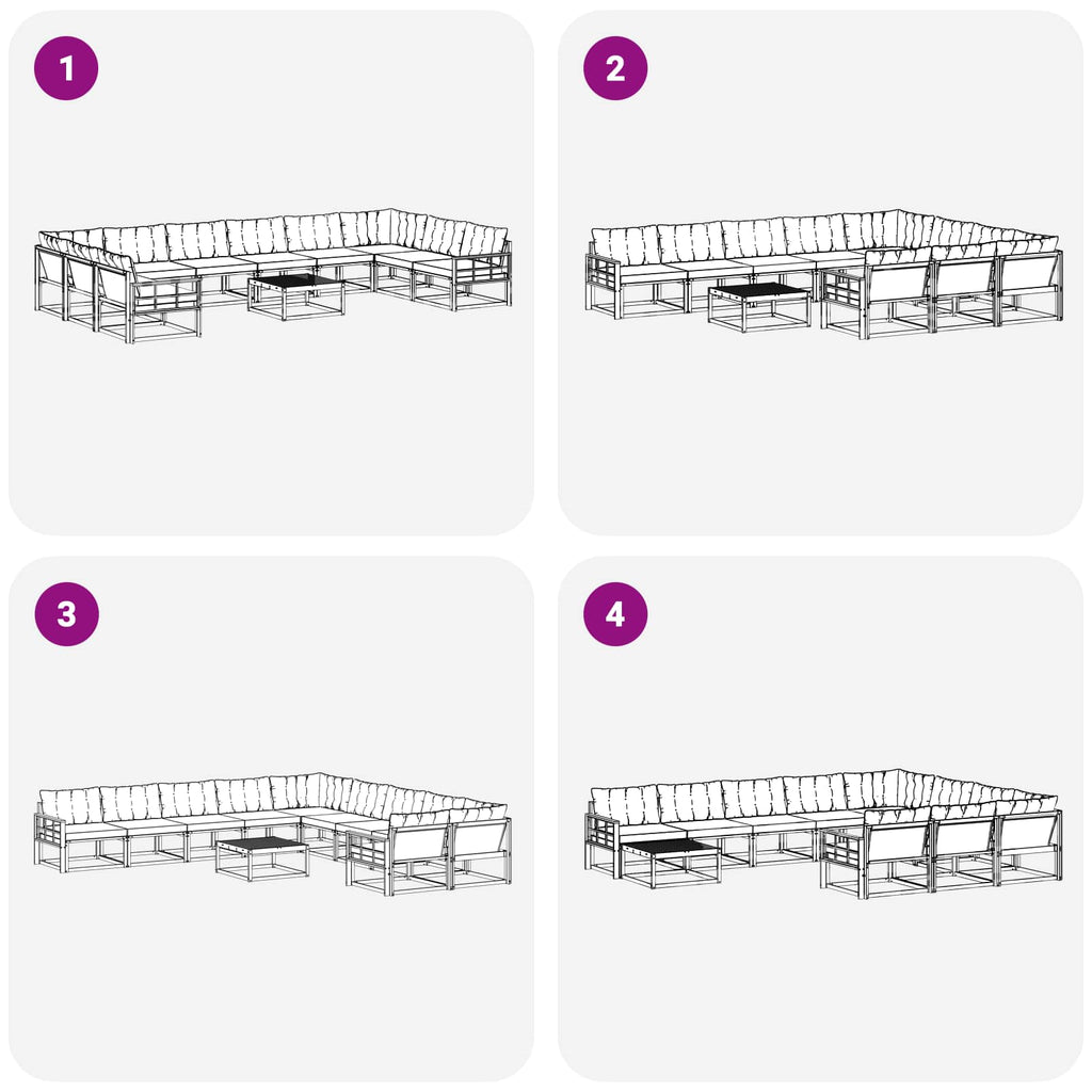 Outdoor-Sofagarnitur mit Kissen 11 pcs Natur und Creme
