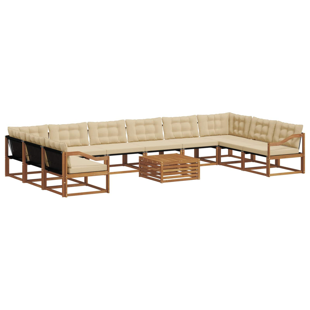 Outdoor-Sofagarnitur mit Kissen 11 pcs Natur und Beige