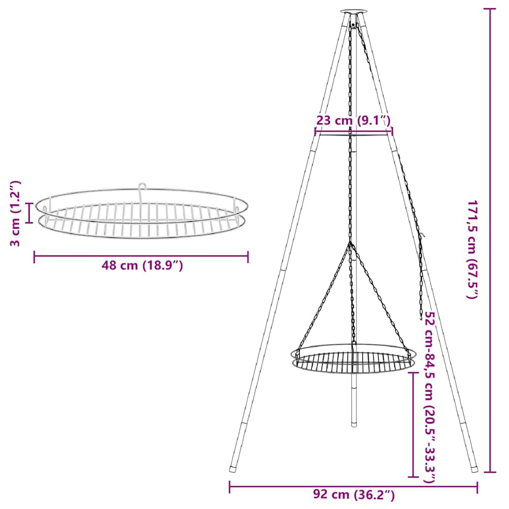 Lagerfeuer Stativ 2 pcs Schwarz Stahl