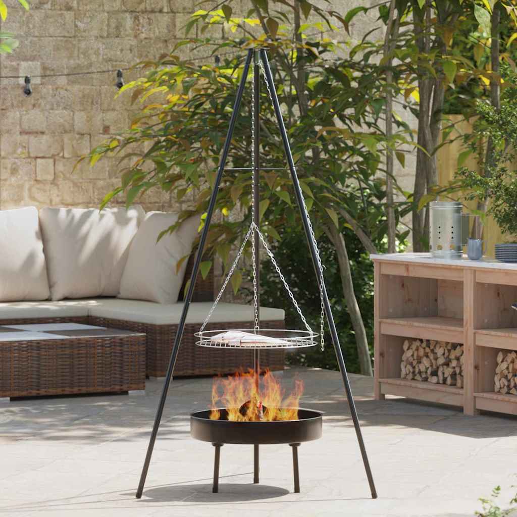 Lagerfeuer Stativ 3 pcs Schwarz Stahl