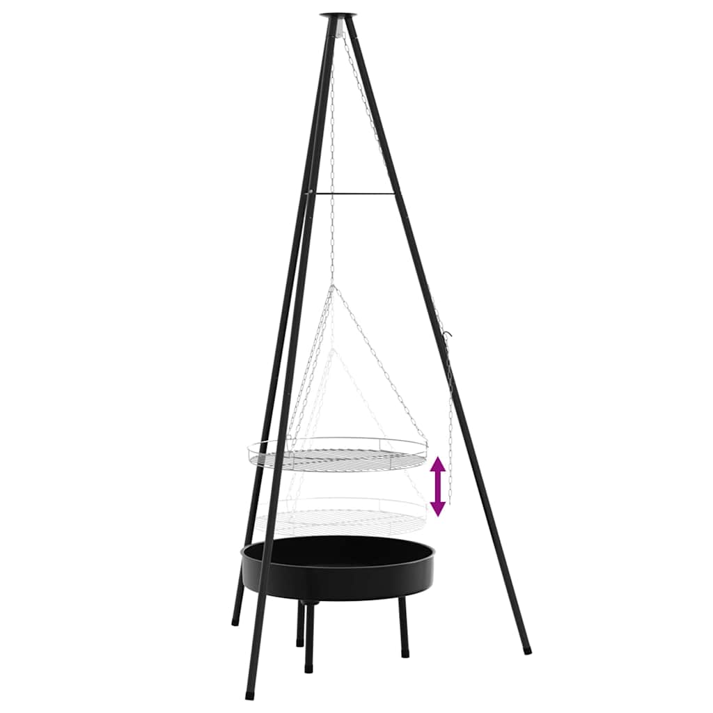 Lagerfeuer Stativ 3 pcs Schwarz Stahl