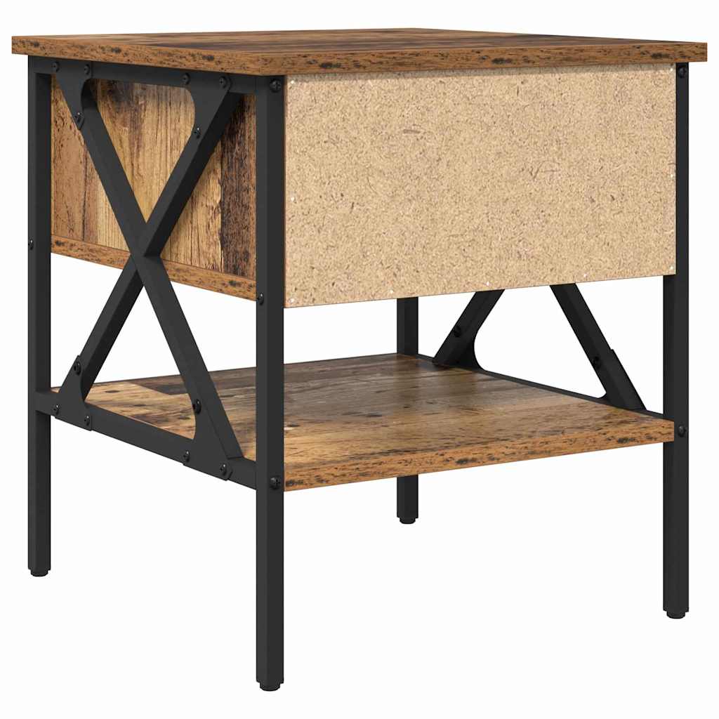 Nachttisch Altholz 40 x 42 x 45 cm Schichtholz und Metall