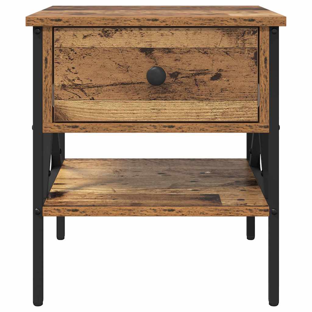 Nachttisch Altholz 40 x 42 x 45 cm Schichtholz und Metall