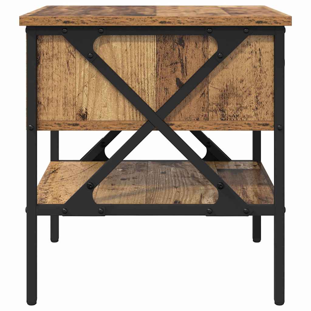 Nachttisch Altholz 40 x 42 x 45 cm Schichtholz und Metall