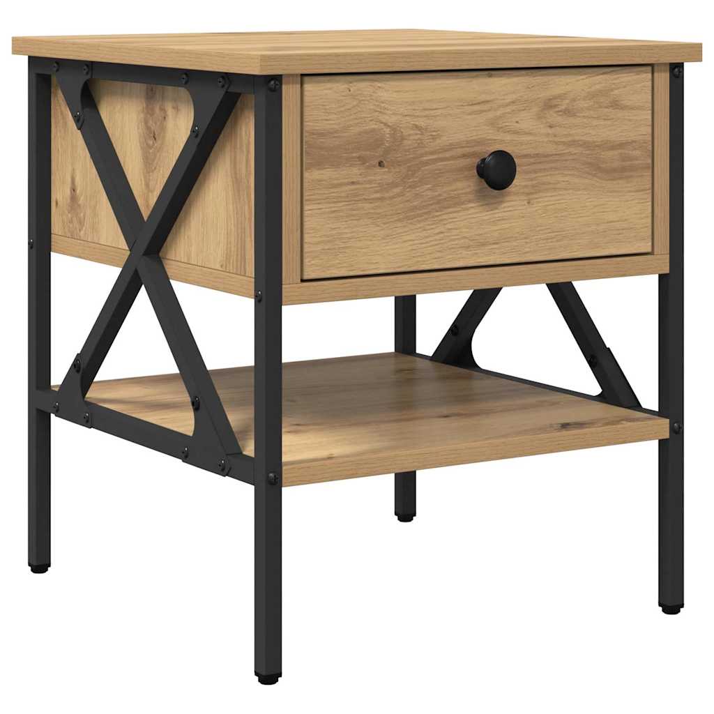 Nachttisch Artisan-Eiche 40 x 42 x 45 cm Schichtholz und Metall
