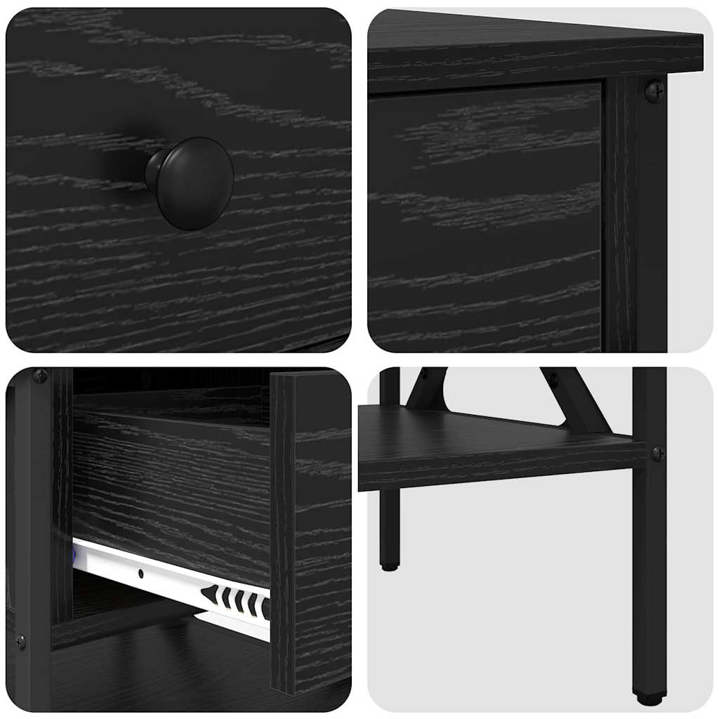 Nachttisch 2 pcs Schwarz Eichen-Optik 40 x 42 x 45 cm
