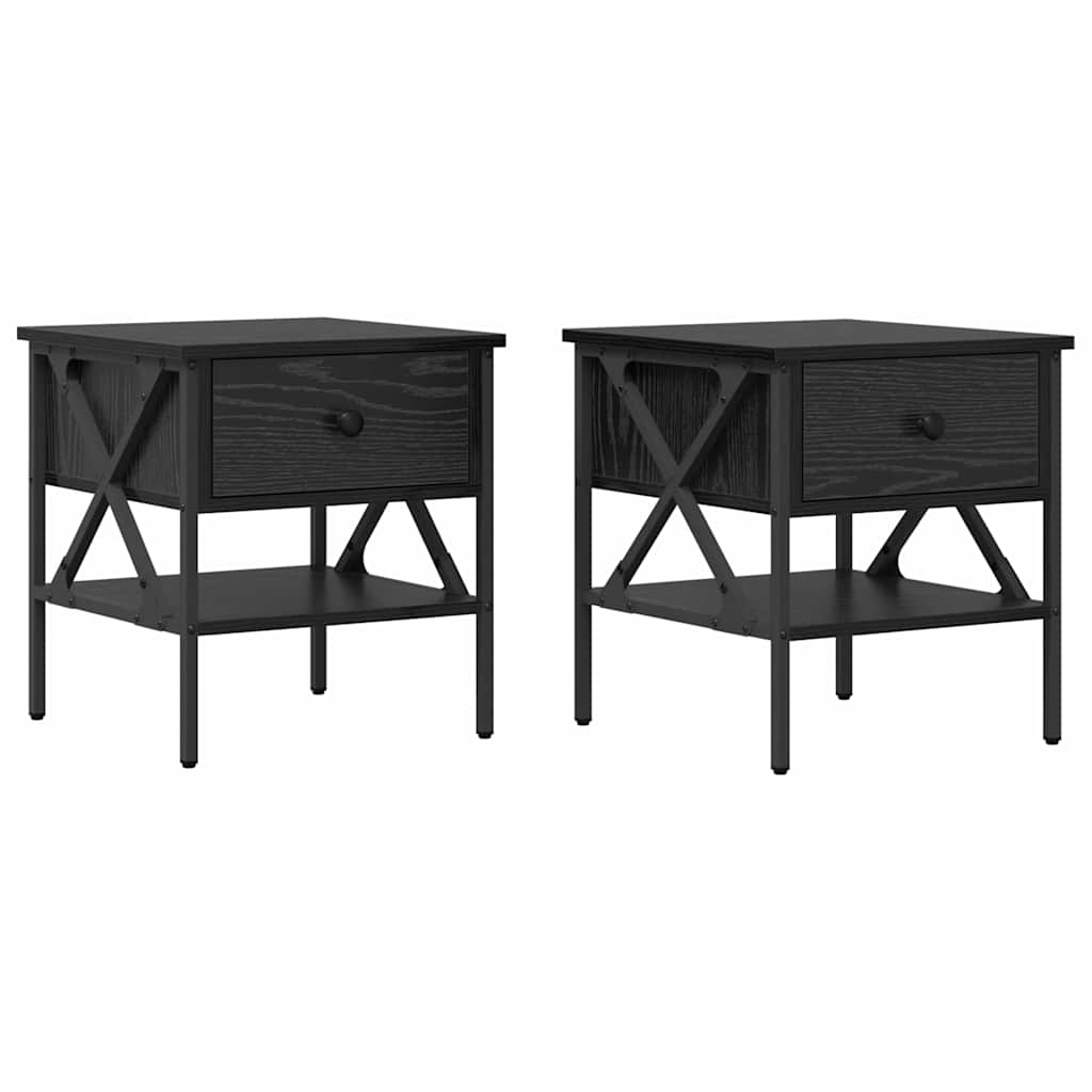 Nachttisch 2 pcs Schwarz Eichen-Optik 40 x 42 x 45 cm