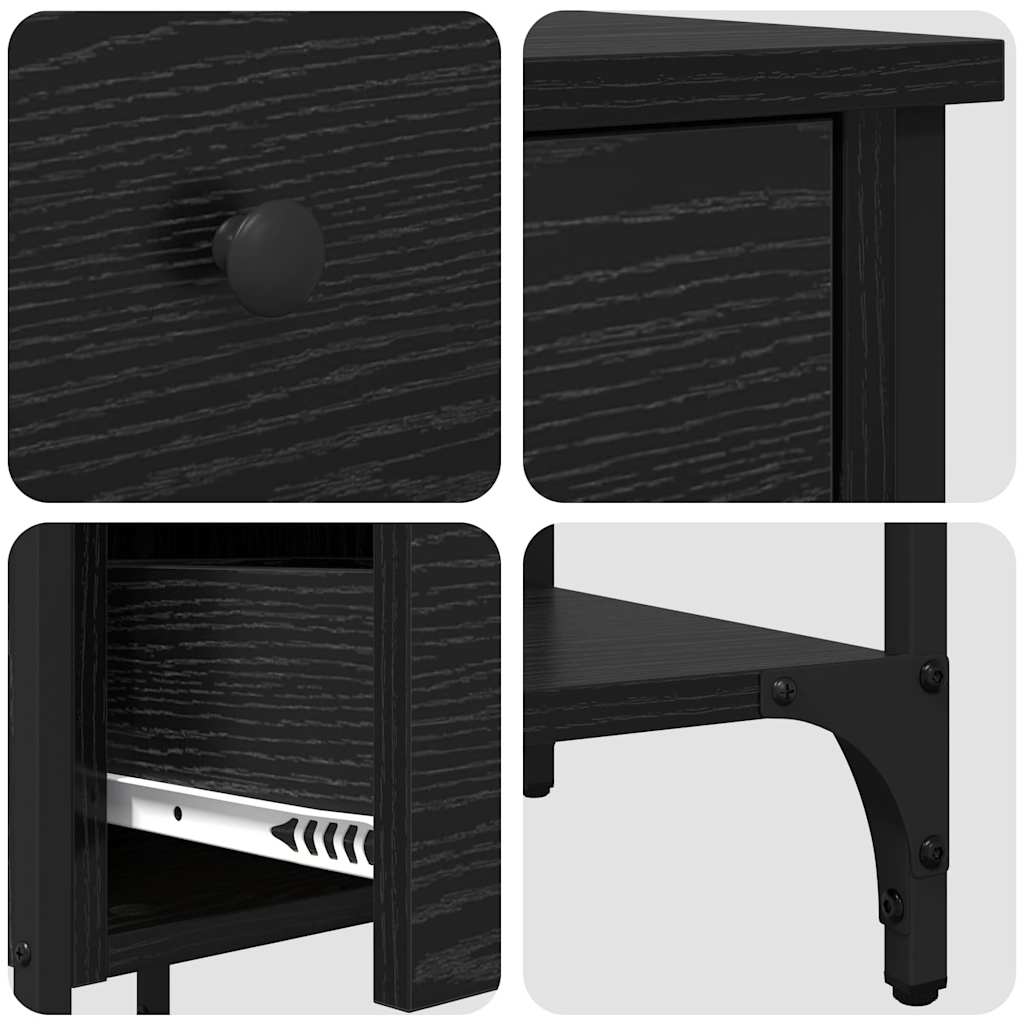 Nachttisch Schwarz Eichen-Optik 33,5 x 36 x 70 cm Holzwerkstoff