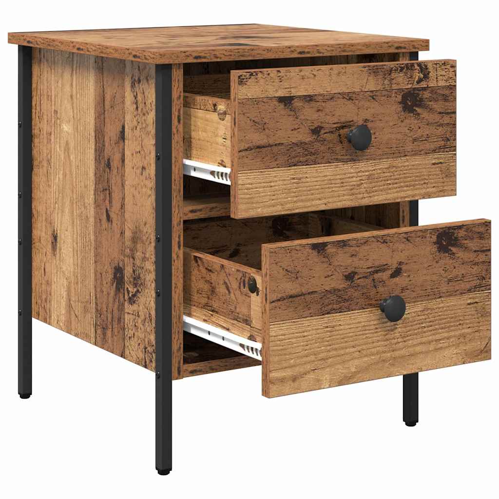 Nachttisch Altholz 40 x 42 x 50 cm Schichtholz und Metall