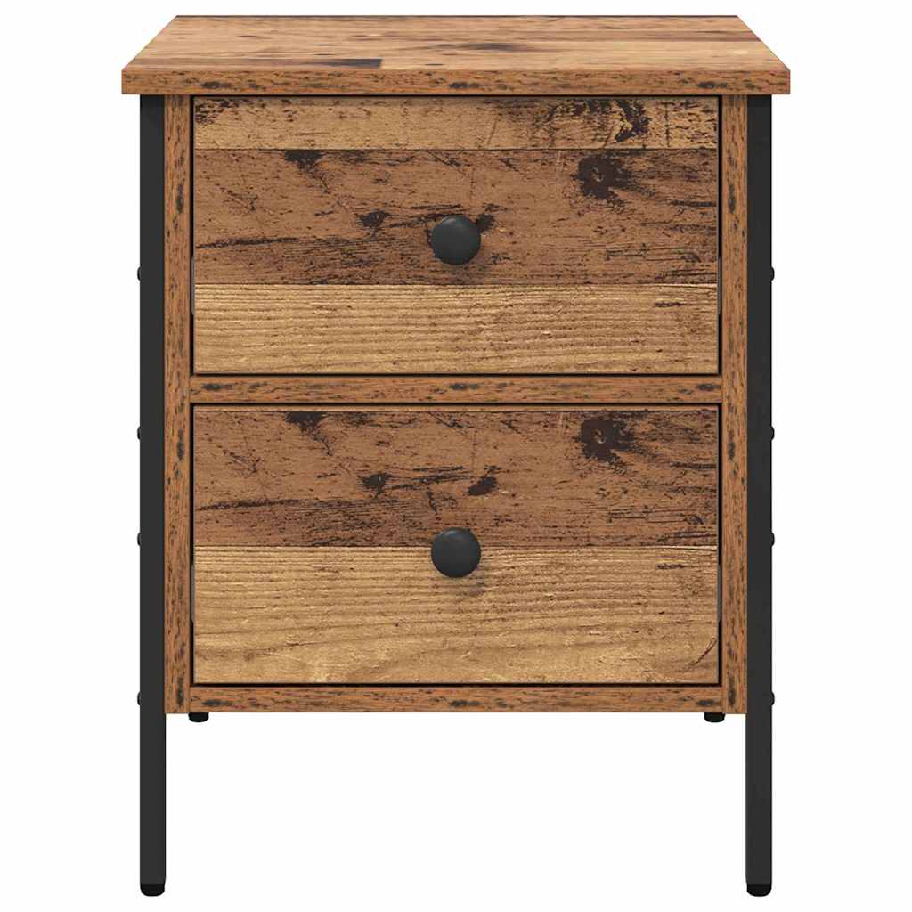Nachttisch Altholz 40 x 42 x 50 cm Schichtholz und Metall