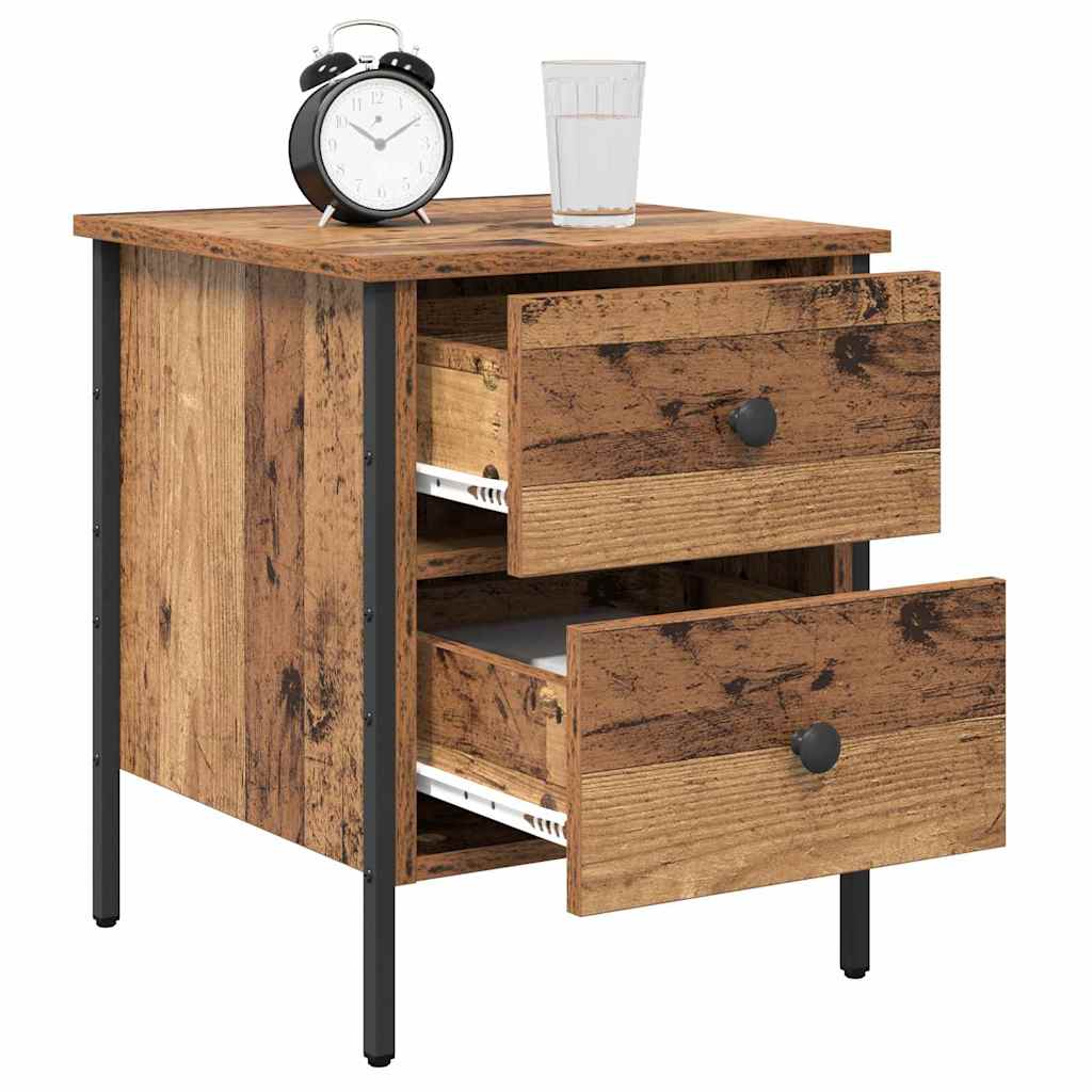 Nachttisch Altholz 40 x 42 x 50 cm Schichtholz und Metall