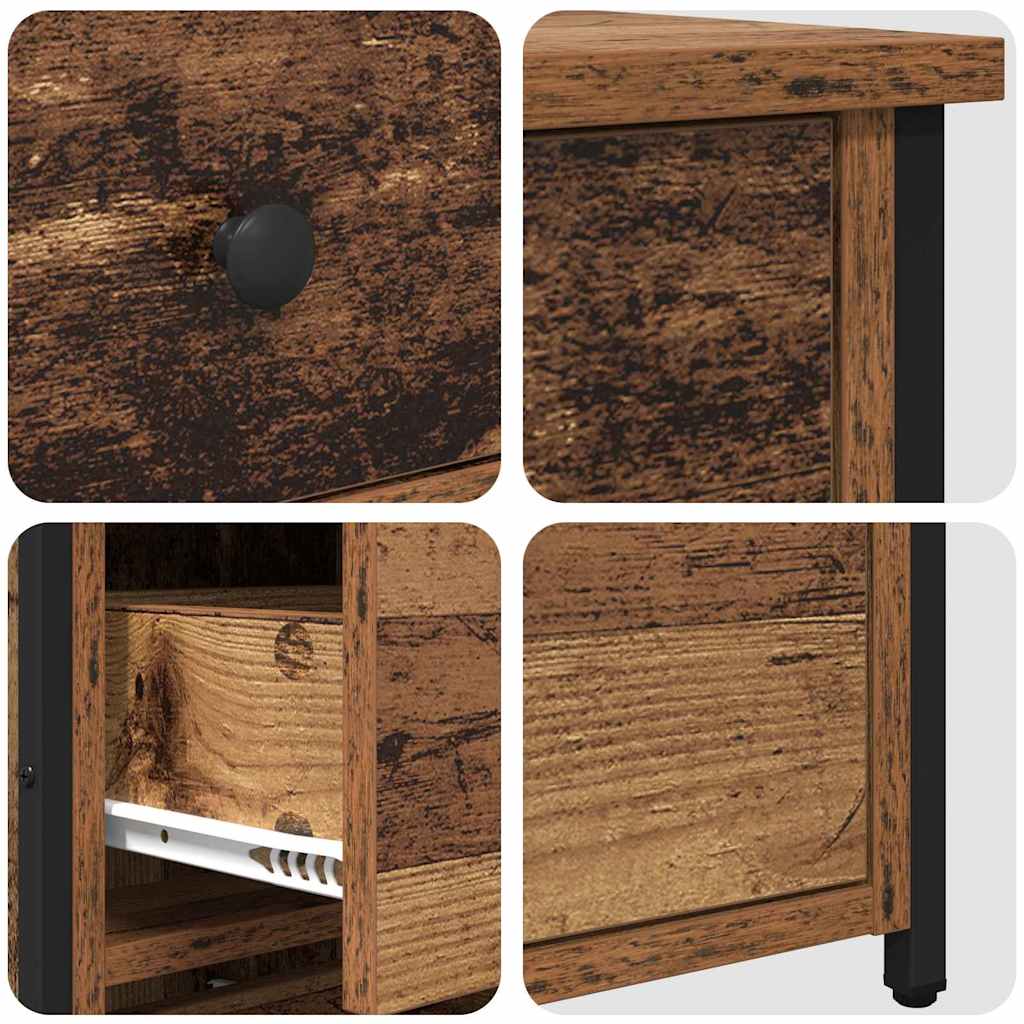 Nachttisch Braun 40 x 36 x 60 cm Massives upgecyceltes Holz