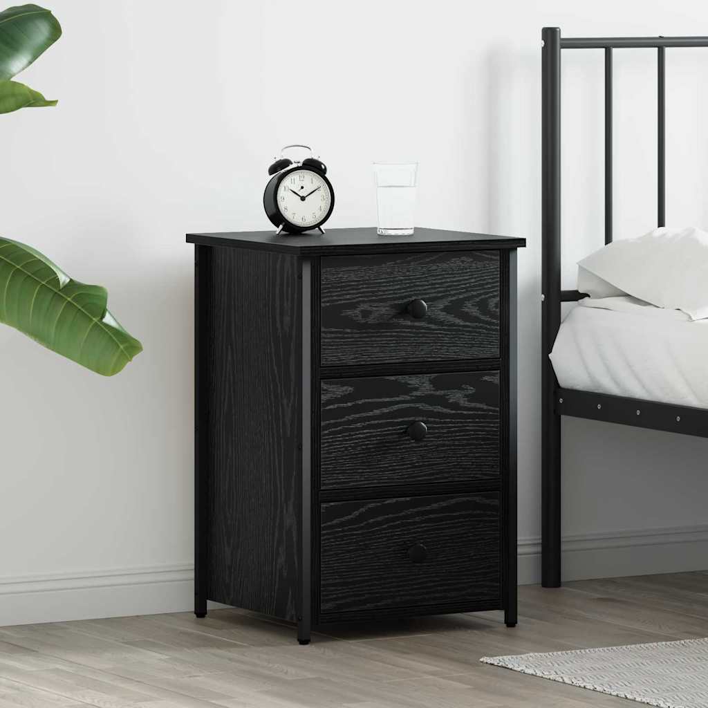 Nachttisch mit Schubladen Schwarz Eichen-Optik 40 x 36 x 60 cm