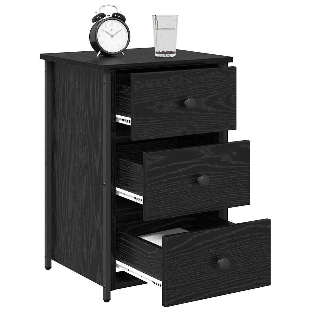 Nachttisch mit Schubladen Schwarz Eichen-Optik 40 x 36 x 60 cm