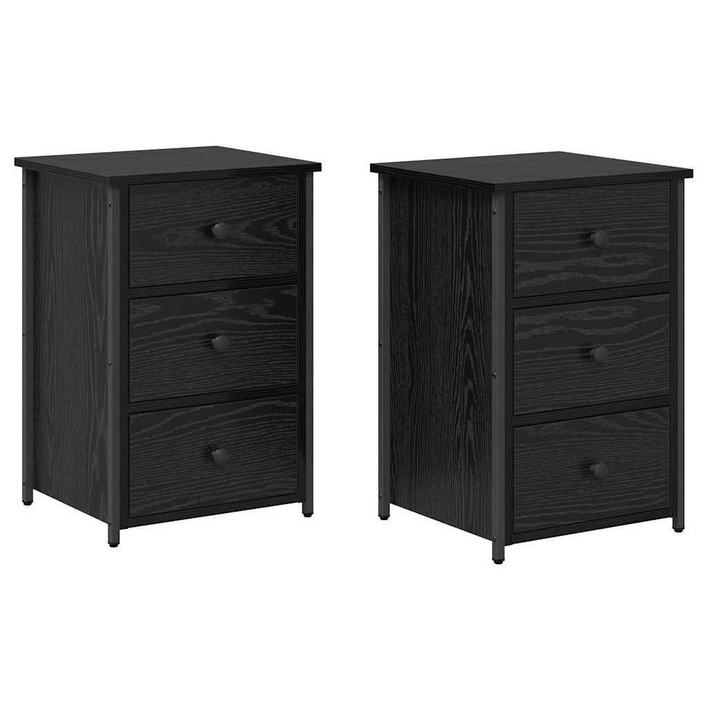Nachttisch 2 pcs Schwarz Eichen-Optik 40 x 36 x 60 cm