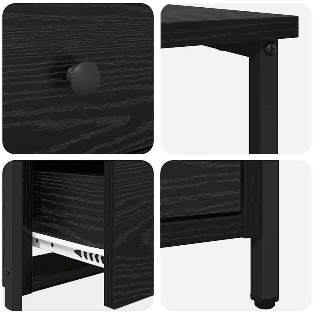 Nachttisch 2 pcs Schwarz Eichen-Optik 30 x 60 x 60 cm