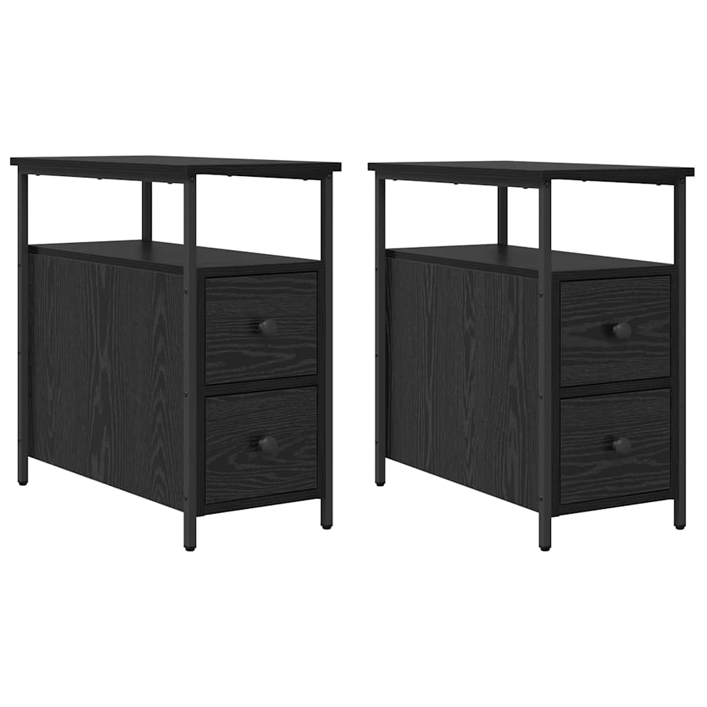Nachttisch 2 pcs Schwarz Eichen-Optik 30 x 60 x 60 cm