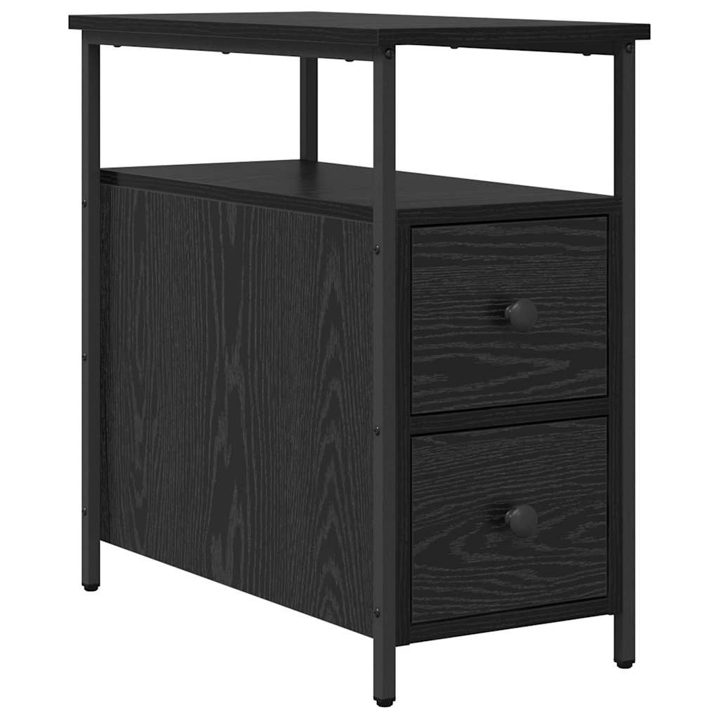 Nachttisch 2 pcs Schwarz Eichen-Optik 30 x 60 x 60 cm