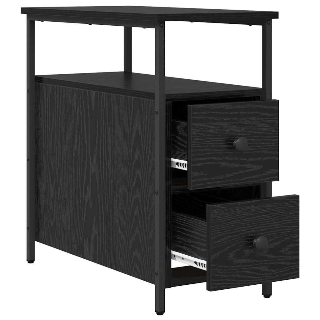 Nachttisch 2 pcs Schwarz Eichen-Optik 30 x 60 x 60 cm