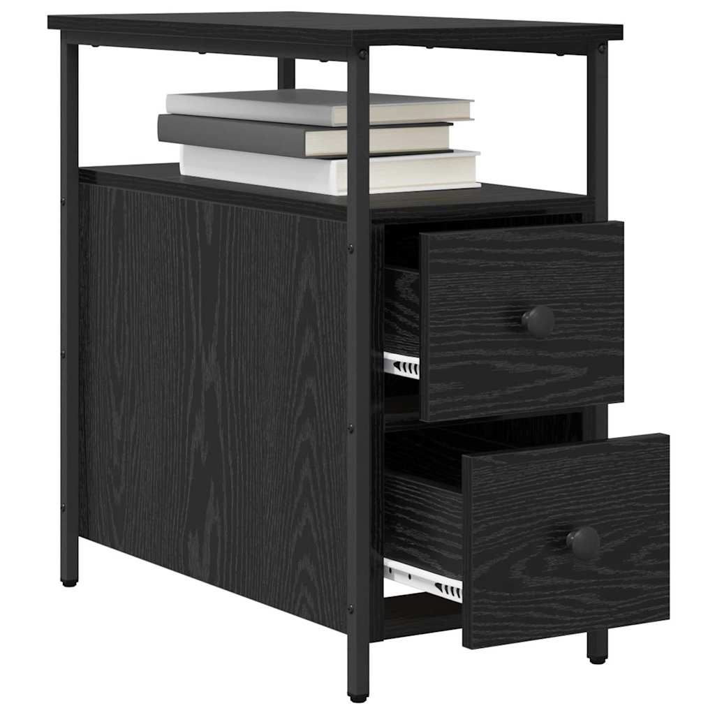 Nachttisch 2 pcs Schwarz Eichen-Optik 30 x 60 x 60 cm