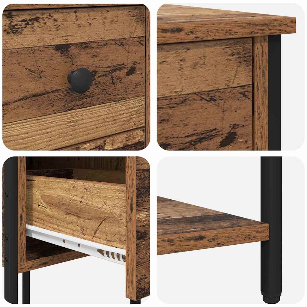 Nachttisch mit Schubladen Altholz 32 x 42 x 70 cm Holzwerkstoff