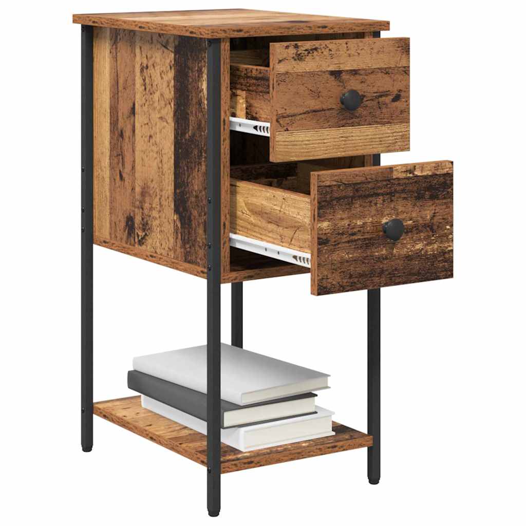 Nachttisch mit Schubladen Altholz 32 x 42 x 70 cm Holzwerkstoff