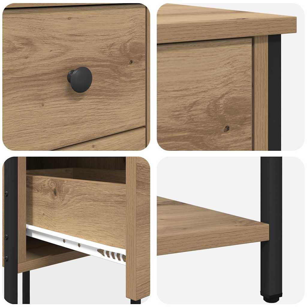 Nachttisch 2 pcs Eiche handwerklich 32 x 42 x 70 cm