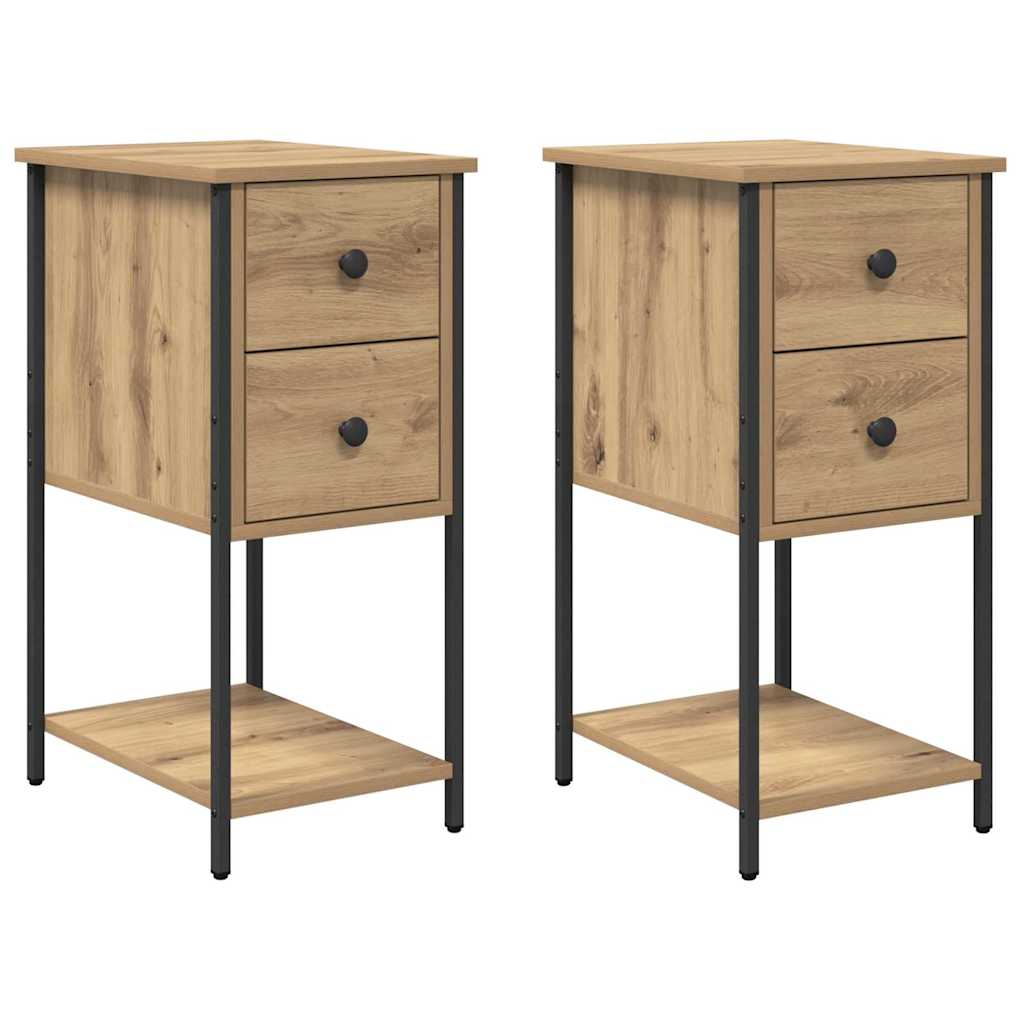 Nachttisch 2 pcs Eiche handwerklich 32 x 42 x 70 cm