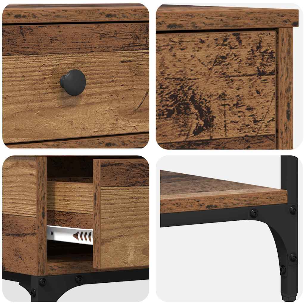 Konsolentisch mit Regal Altholz 75 x 34,5 x 75 cm Holzwerkstoff
