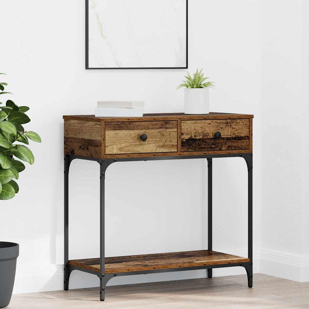 Konsolentisch mit Regal Altholz 75 x 34,5 x 75 cm Holzwerkstoff