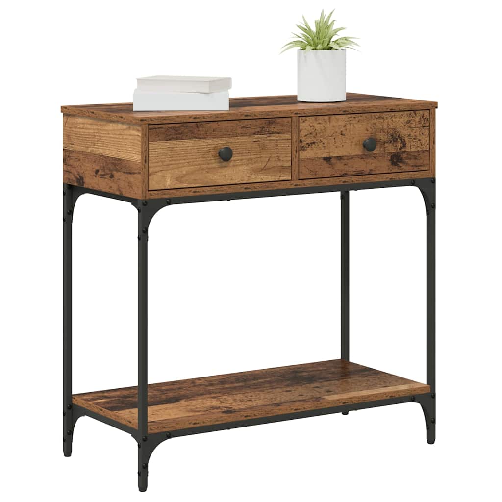 Konsolentisch mit Regal Altholz 75 x 34,5 x 75 cm Holzwerkstoff
