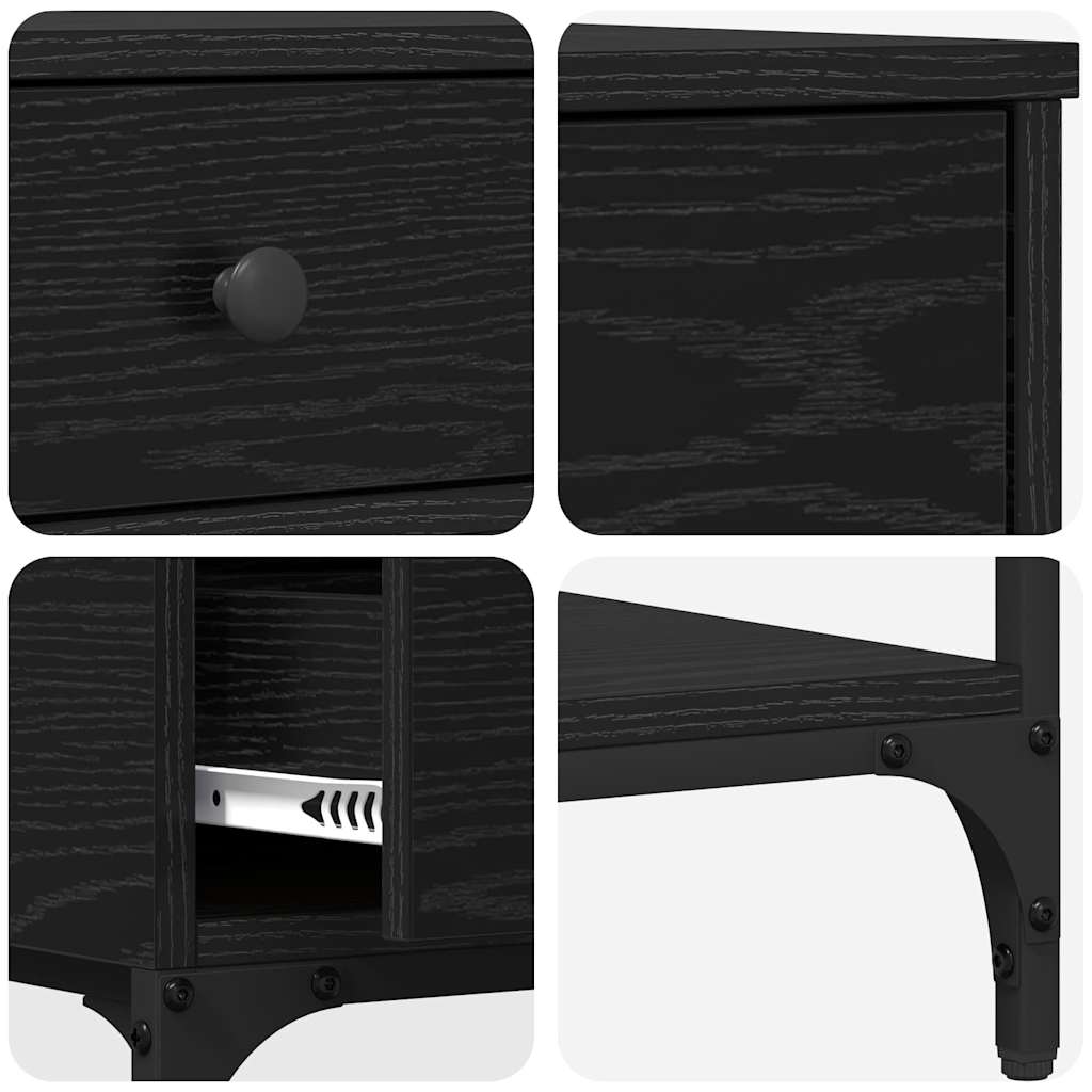 Konsolentisch mit Regal Schwarz Eichen-Optik 75 x 34,5 x 75 cm