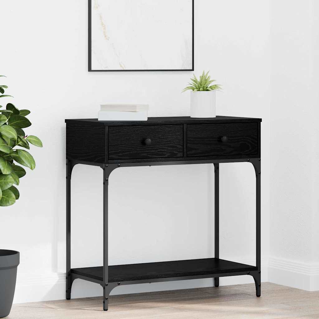 Konsolentisch mit Regal Schwarz Eichen-Optik 75 x 34,5 x 75 cm