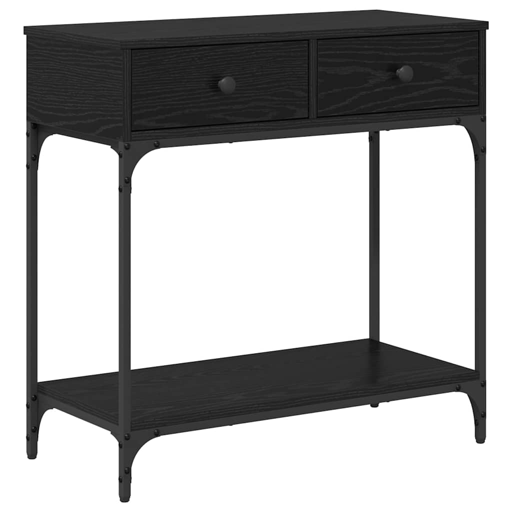 Konsolentisch mit Regal Schwarz Eichen-Optik 75 x 34,5 x 75 cm