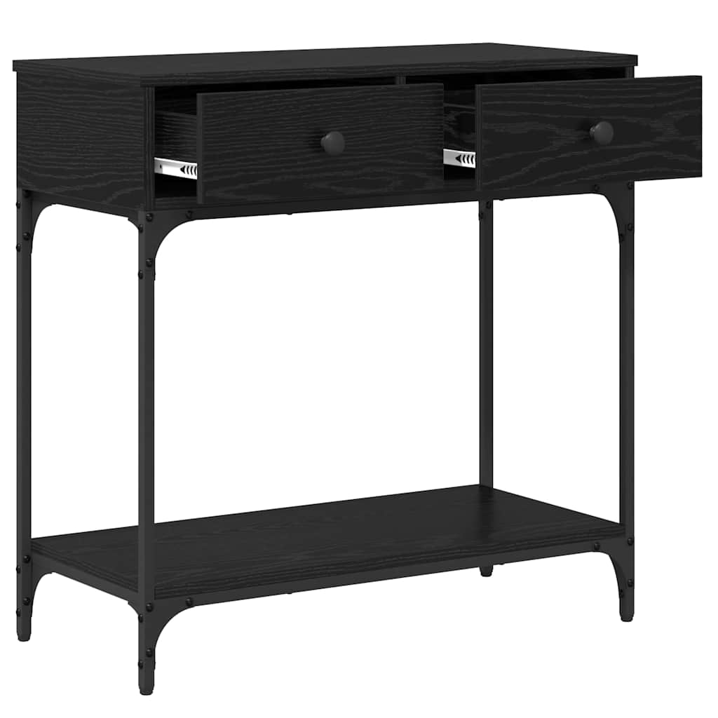 Konsolentisch mit Regal Schwarz Eichen-Optik 75 x 34,5 x 75 cm