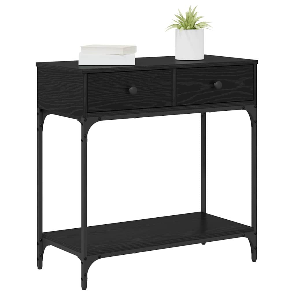 Konsolentisch mit Regal Schwarz Eichen-Optik 75 x 34,5 x 75 cm