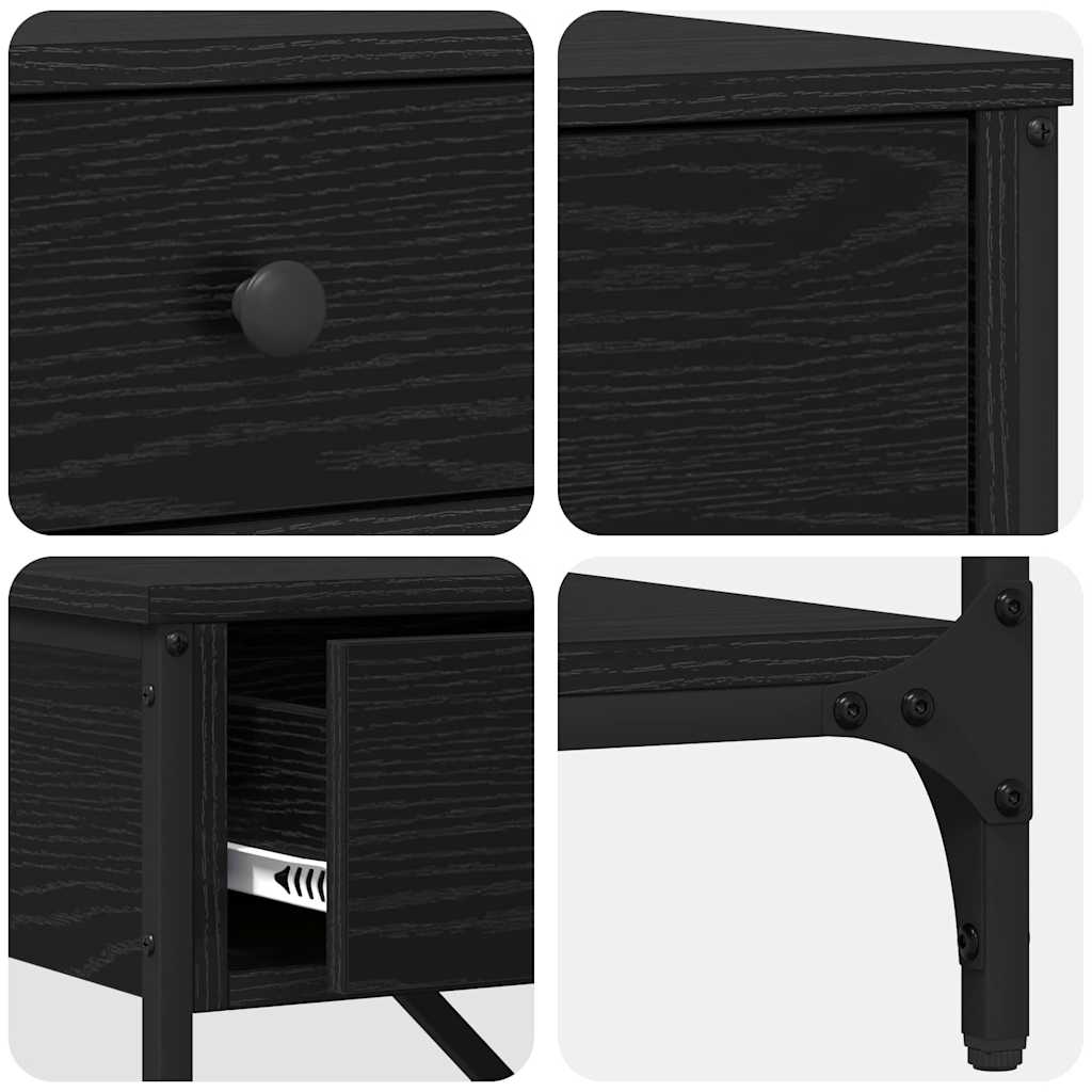 Konsolentisch Schwarz Eichen-Optik 75 x 34,5 x 75 cm Holz