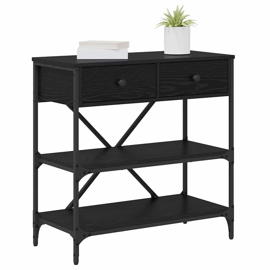 Konsolentisch Schwarz Eichen-Optik 75 x 34,5 x 75 cm Holz