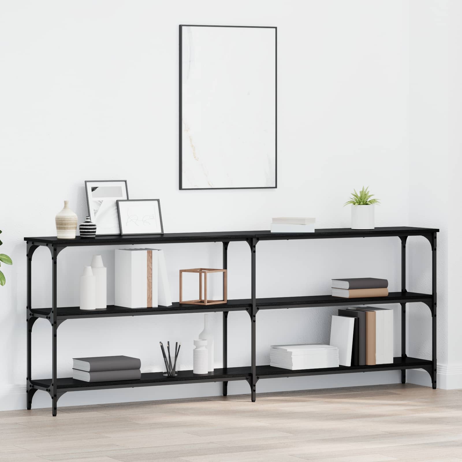 Konsolentisch Schwarz Eichen-Optik 200 x 29 x 75 cm