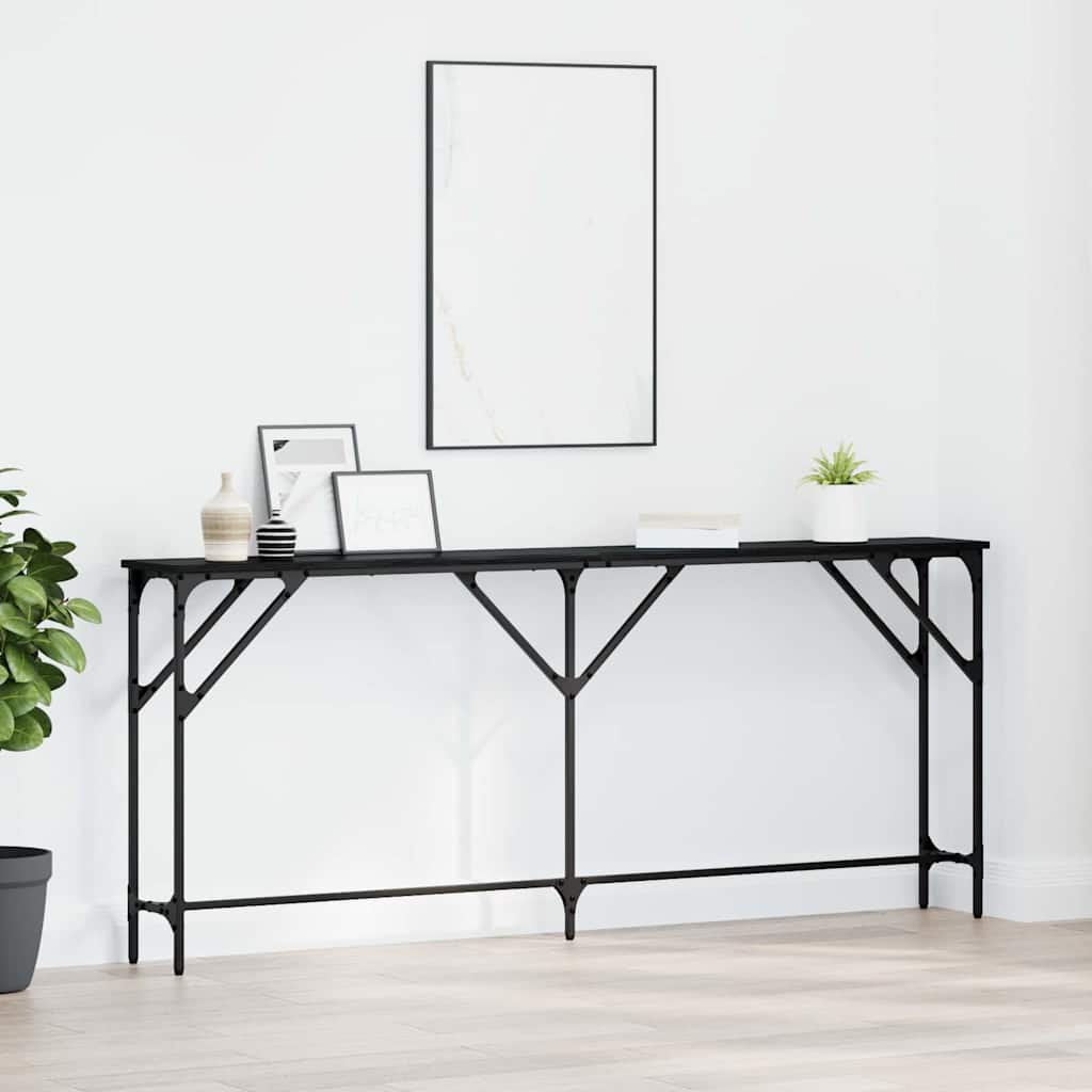 Konsolentisch Schwarz Eichen-Optik 180 x 23 x 75 cm