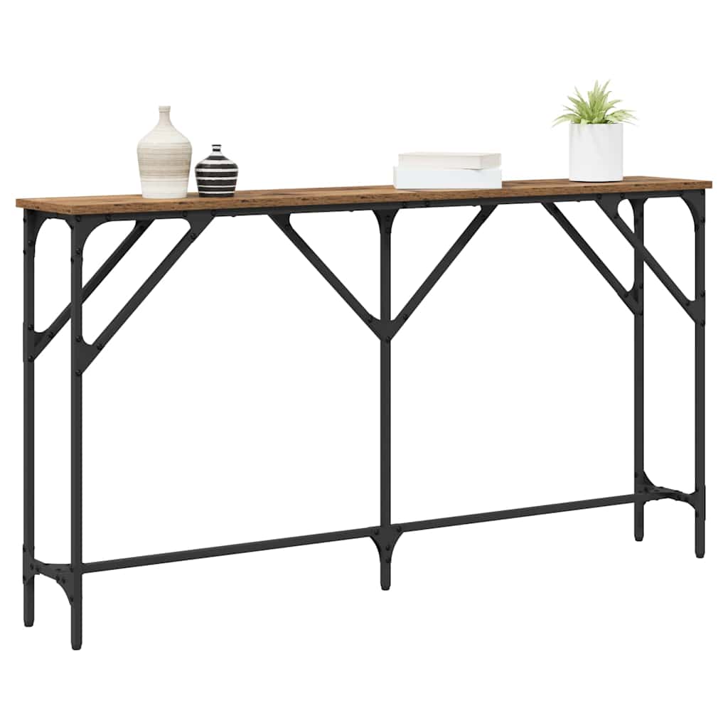 Konsolentisch Altholz 140 x 23 x 75 cm Schichtholz und Metall